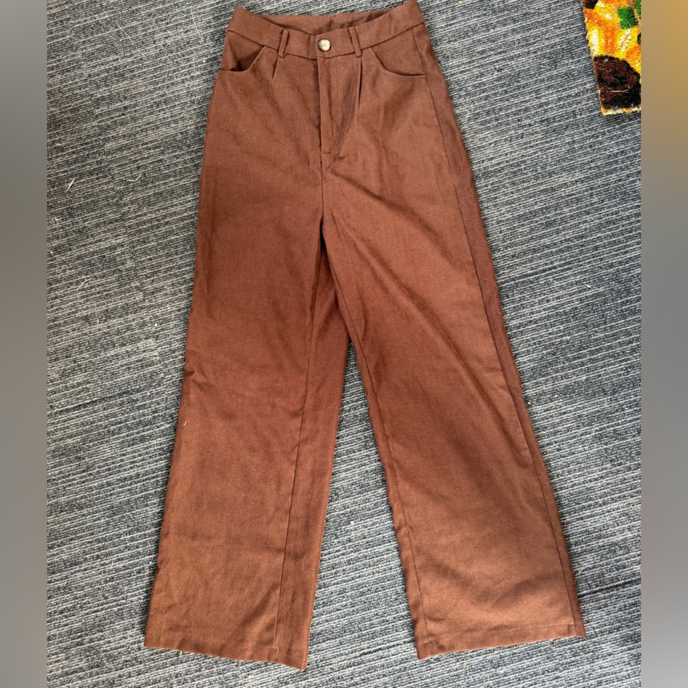 SHEIN Brown Wide Leg Pants Casual Chic